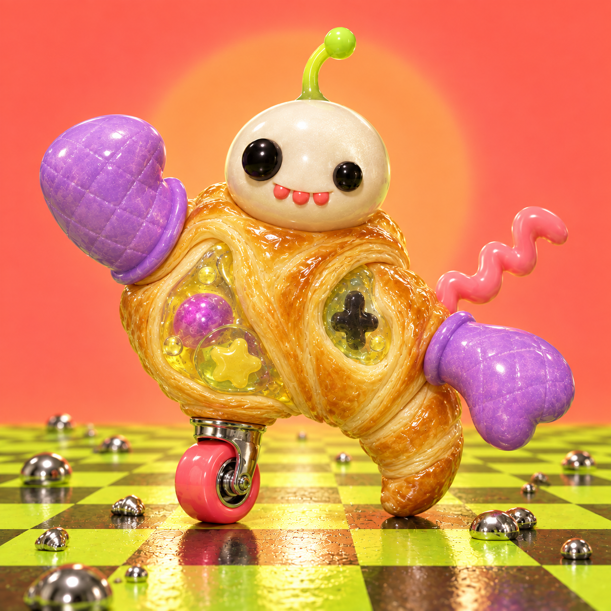 SLOPNU mutation with a glossy crescent pastry engine body