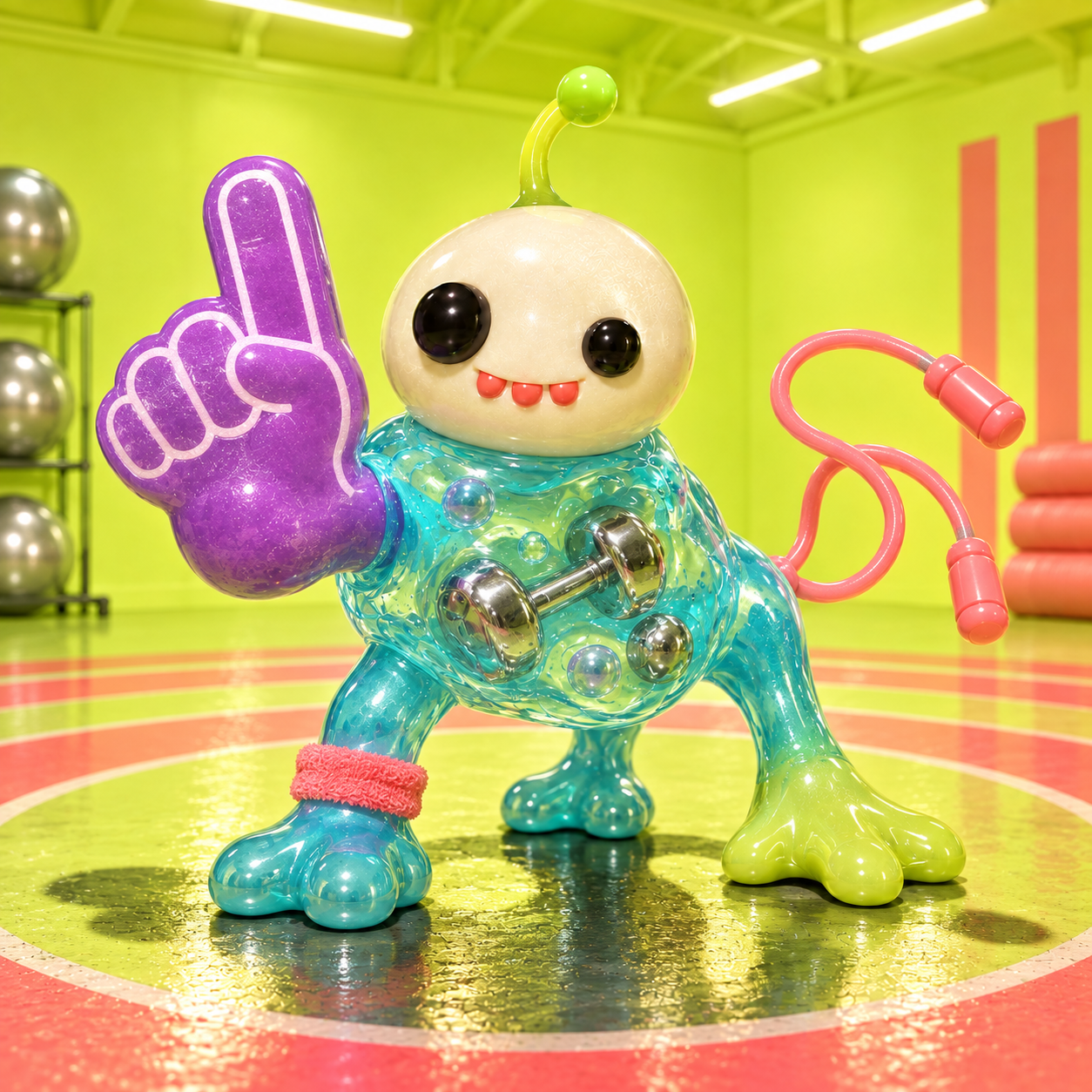 SLOPNU mutation with a four-legged aqua puddle athlete body